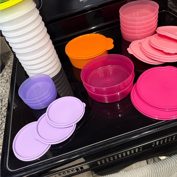 Tupperware Other - Tupperware Colorful Plastic Food Storage Containers and hamburger press bundle